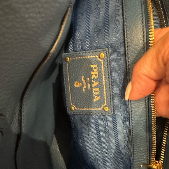 PRADA COBALT BLUE VITELLO PHENIX TOTE HANDBAG PURSE NWOT NEVER USED - Picture 6 of 9